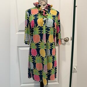 Simply Southern Colorful Pineapple Long Sleeve Dress